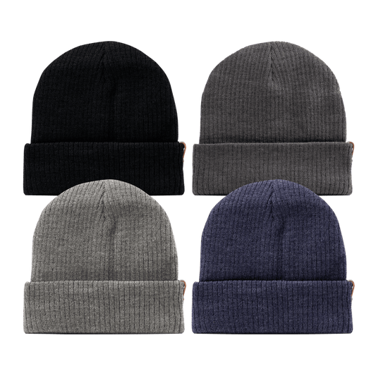 Bare Essential Beanie 4-Pack Black + Charcoal + Gray + Navy