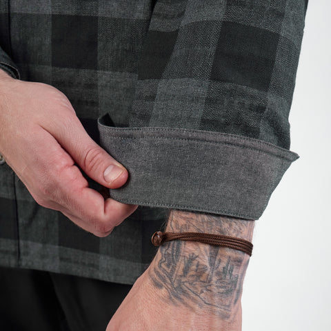 Myca™  Plaid Button-Up Cuff Charcoal