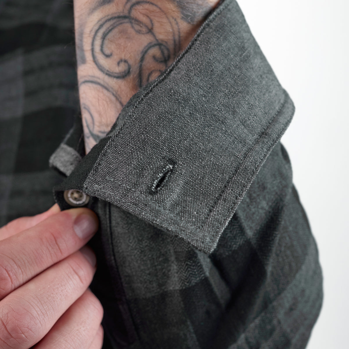 Myca™  Plaid Button-Up Cuff Charcoal