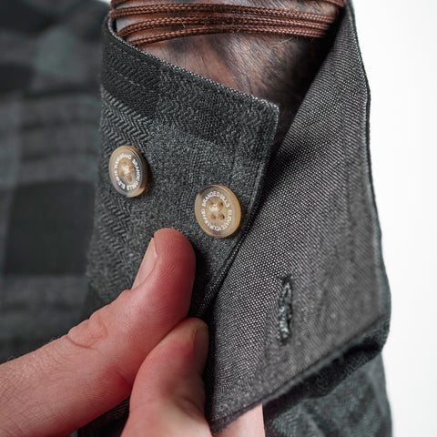 Myca™  Plaid Button-Up Cuff Buttons Charcoal