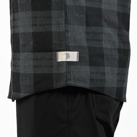 Myca™  Plaid Button-Up  Hem Charcoal