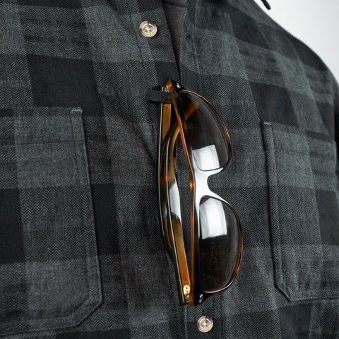 Myca™  Plaid Button-Up Sunglasses Loop Charcoal