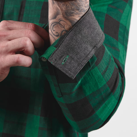 Myca™ Plaid Button-Up  Cuff Kelly Green