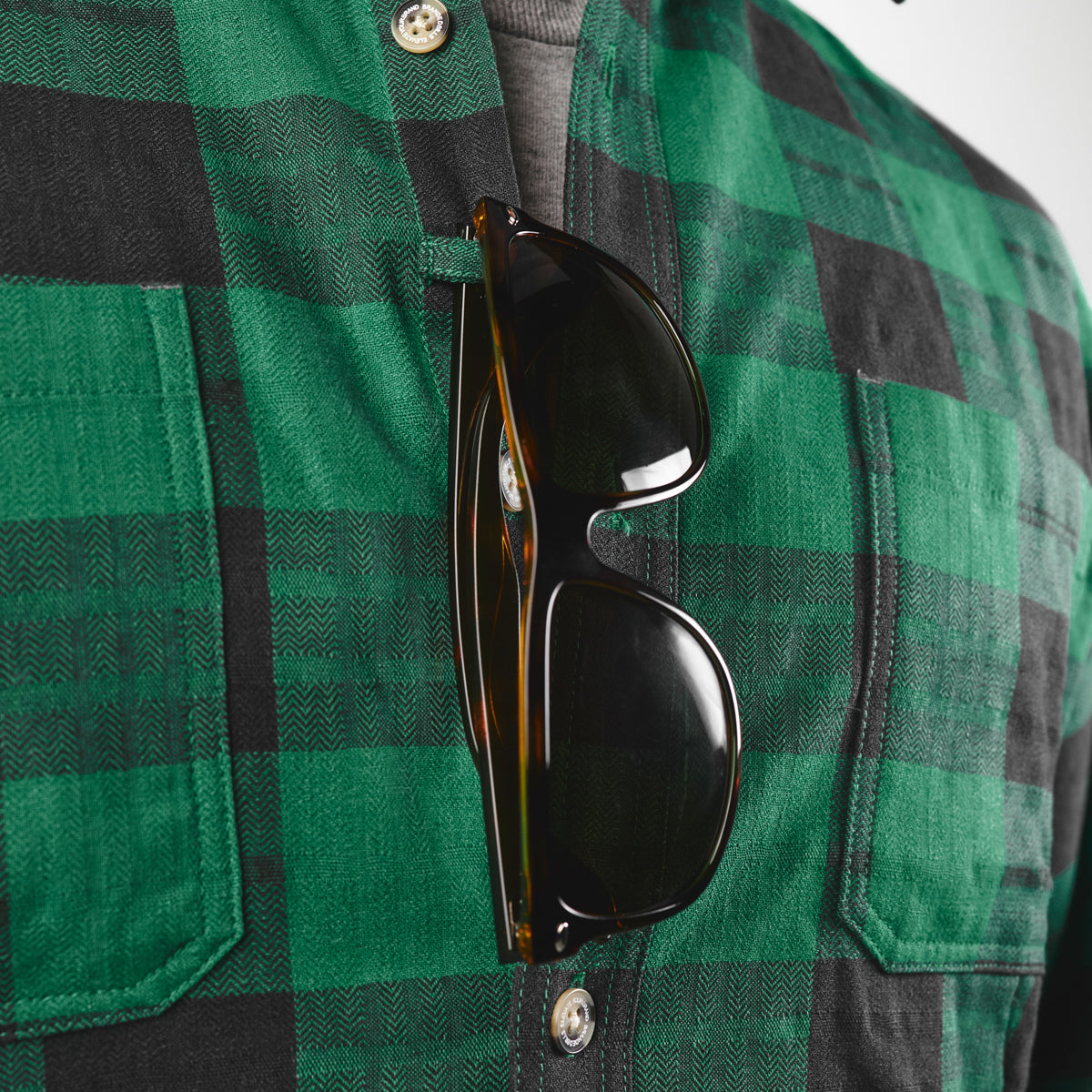 Myca™ Plaid Button-Up Sunglasses Loop Kelly Green