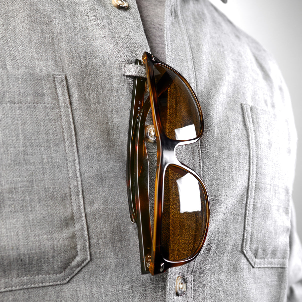 Myca™ Solid Button-Up Sunglasses Loop Gray