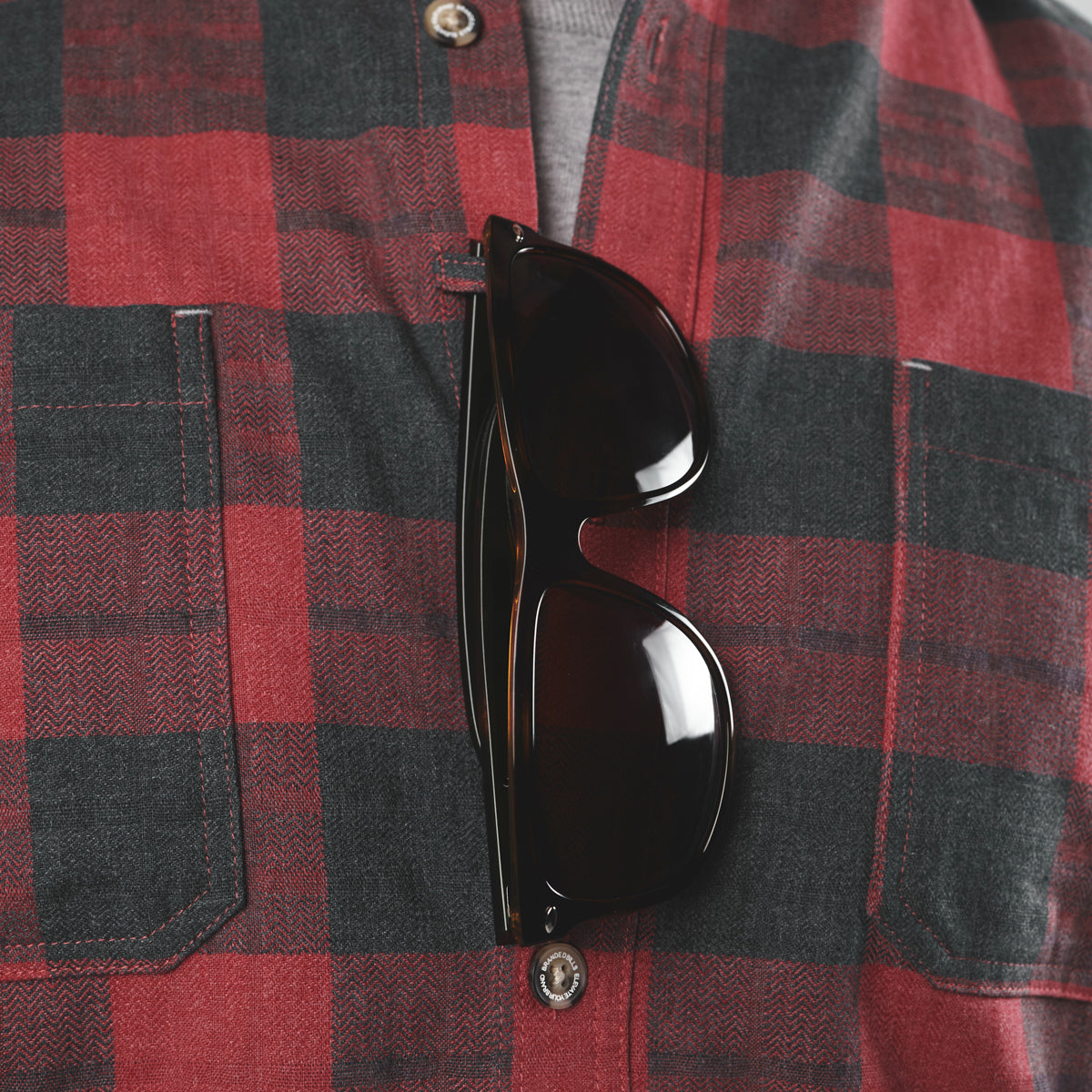 Myca™ Plaid Button-Up Sunglasses Loop Red