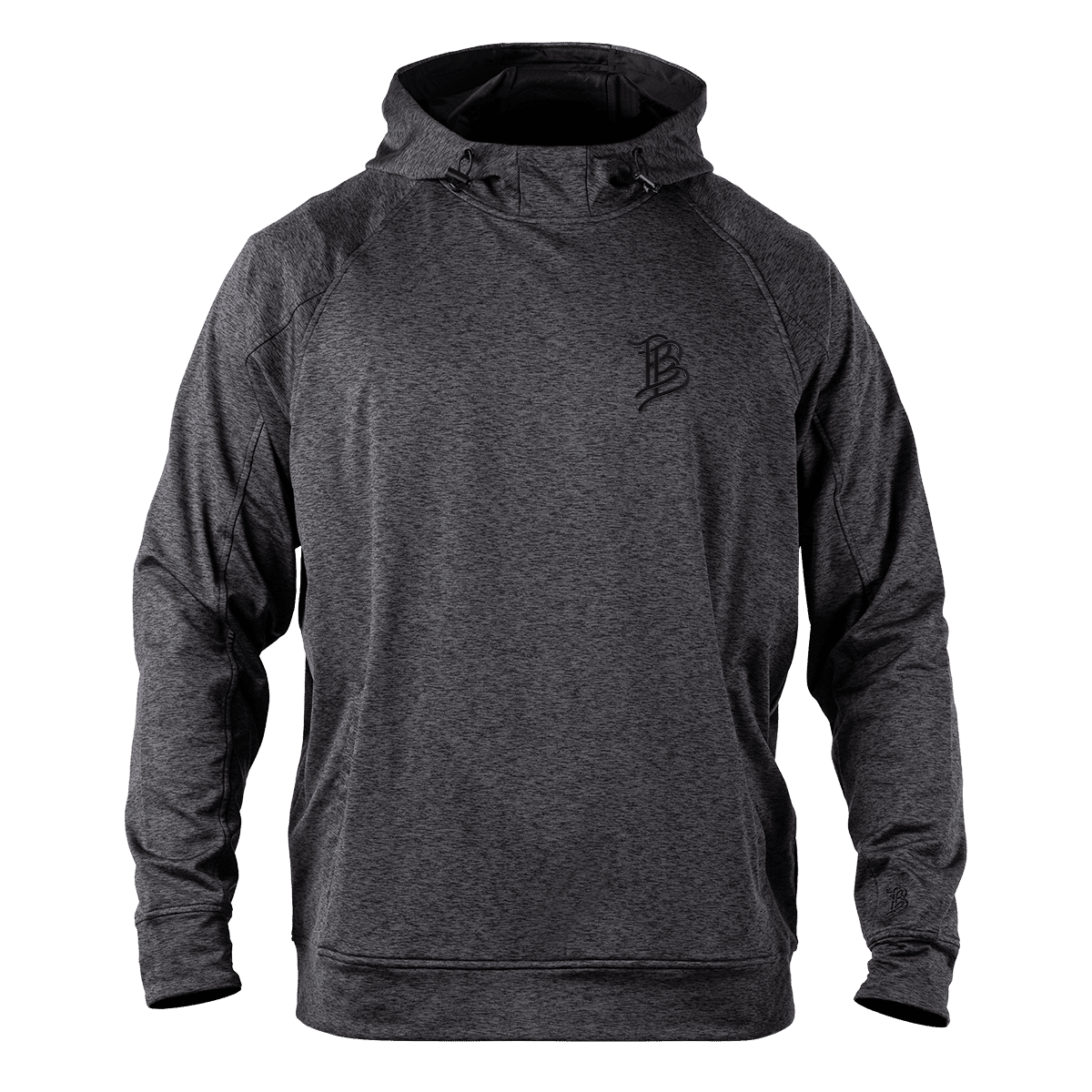 Stacked BB Icon  Silicone Performance Hoodie Charcoal Heather