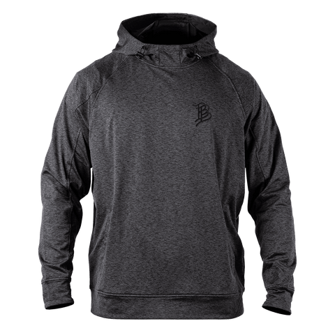 Stacked BB Icon  Silicone Performance Hoodie Charcoal Heather