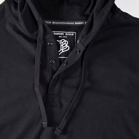 Cortaro™ Hooded Henley Buttons Black