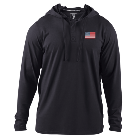 United States of America Badge Cortaro™ Hooded Henley  Black