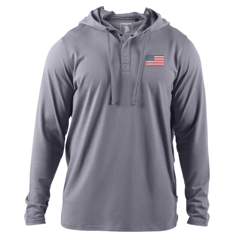 America Badge Cortaro™ Hooded Henley Gray