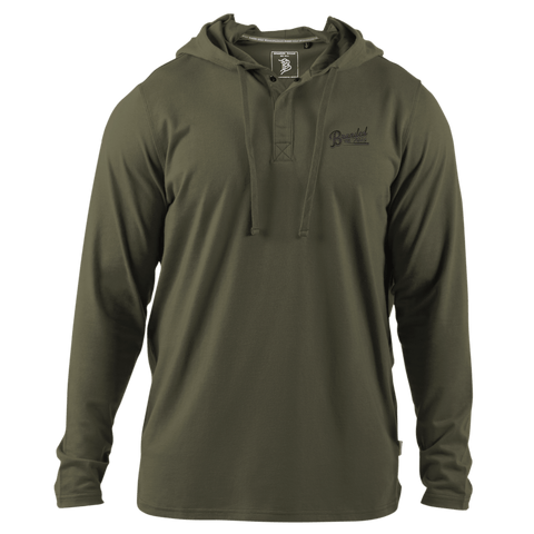 Est. 2015 Stacked Silicone Script Cortaro™ Hooded Henley Loden