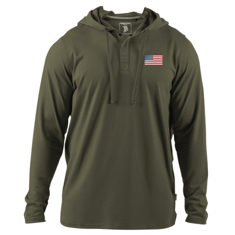 Old Glory Cortaro™ Hooded Henley  Loden