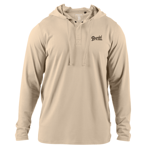 Est. 2015 Stacked Silicone Script Cortaro™ Hooded Henley Sand
