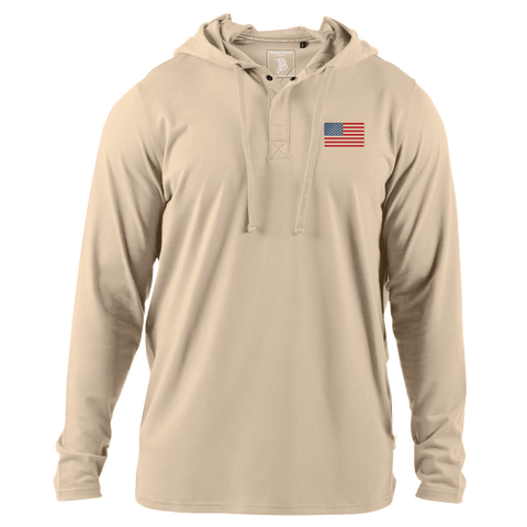 Old Glory Cortaro™ Hooded Henley  Sand
