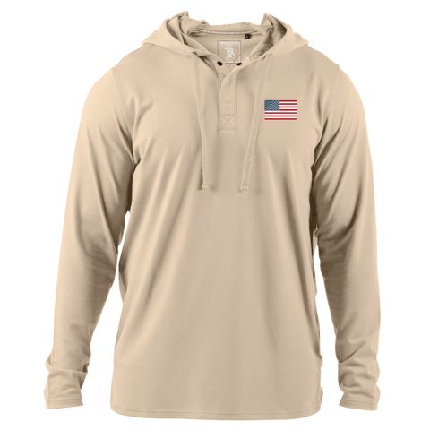 America Badge Cortaro™ Hooded Henley Sand