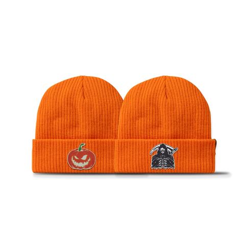 Jack-O-Lantern + Grim Reaper Glow Essential Beanie Bundle Blaze Orange
