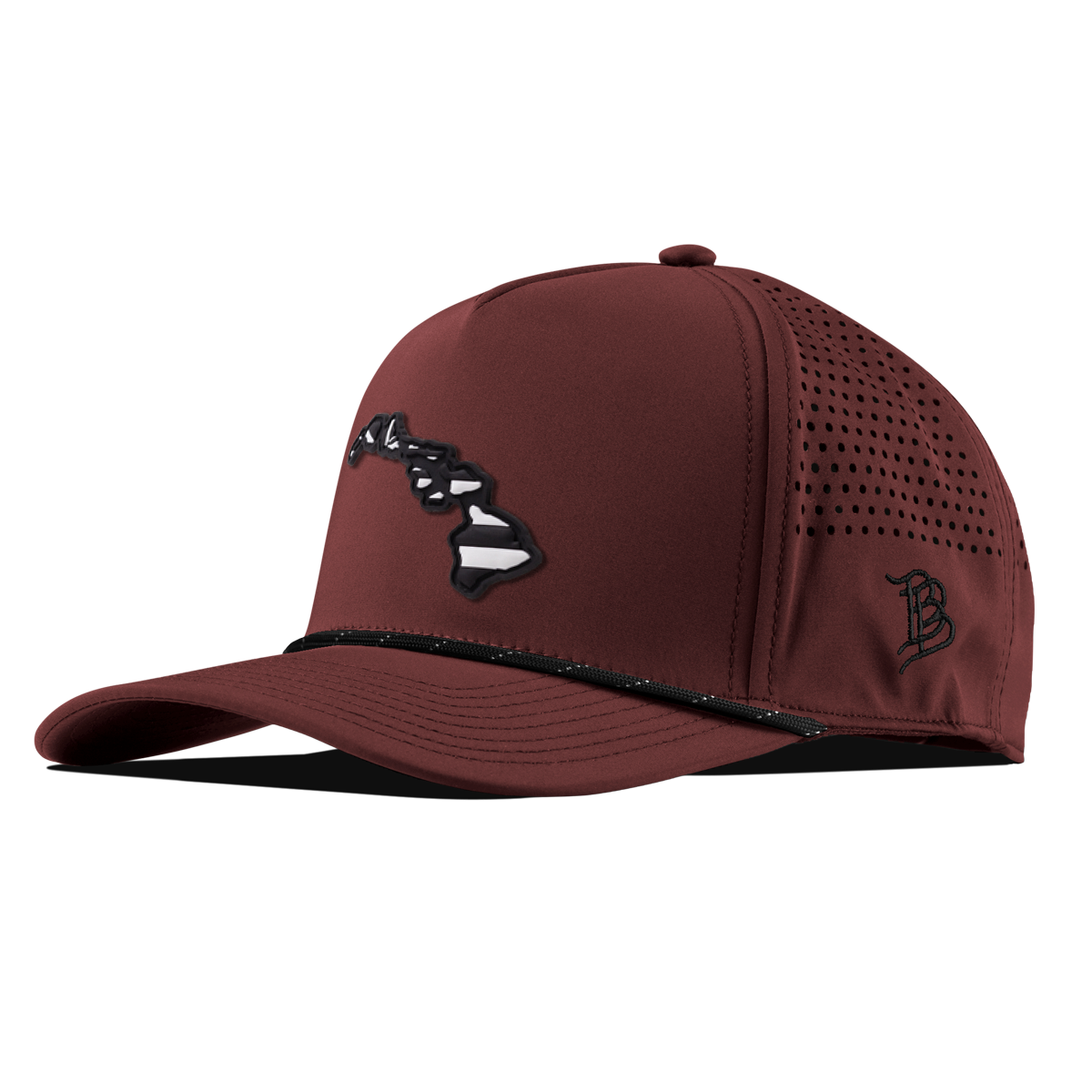 Hawaii Vintage Curved 5 Panel Performance Maroon/Black