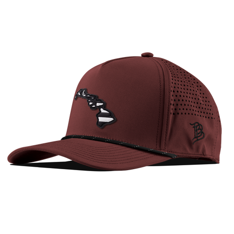 Hawaii Vintage Curved 5 Panel Performance Maroon/Black