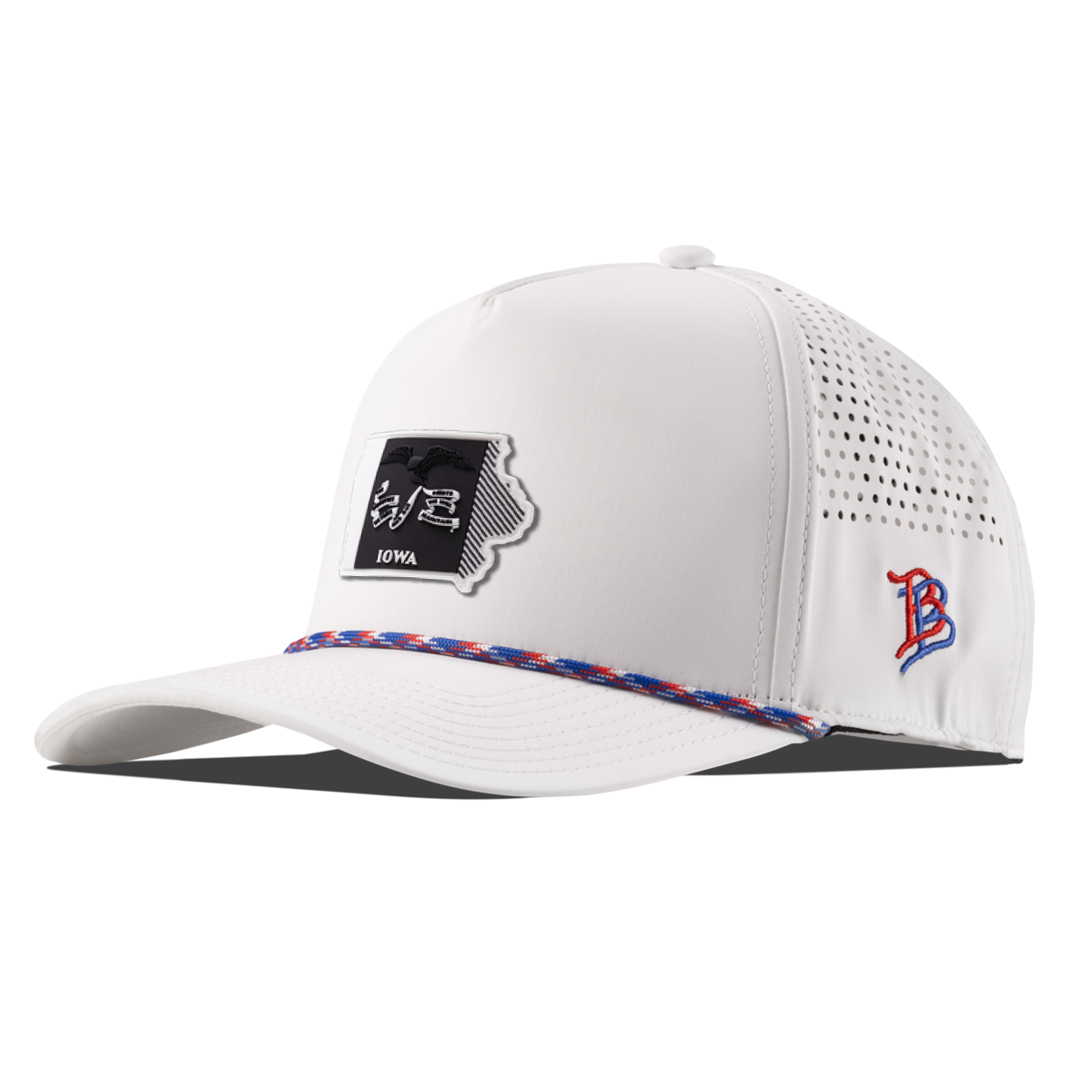 Iowa Vintage Curved 5 Panel Performance White + RWB