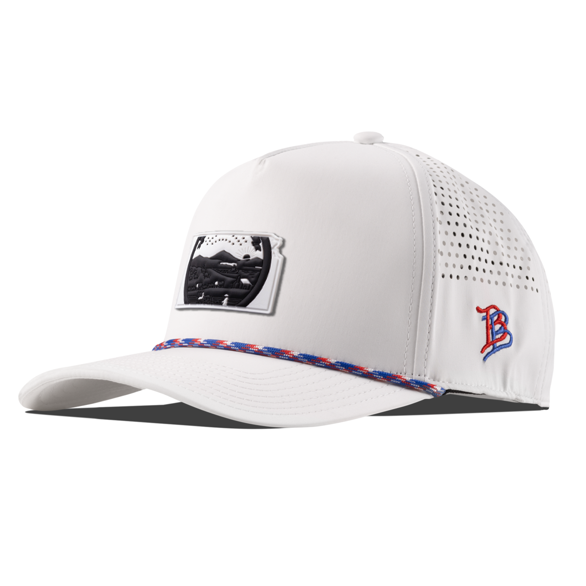 Kansas Vintage Curved 5 Panel Performance White + RWB