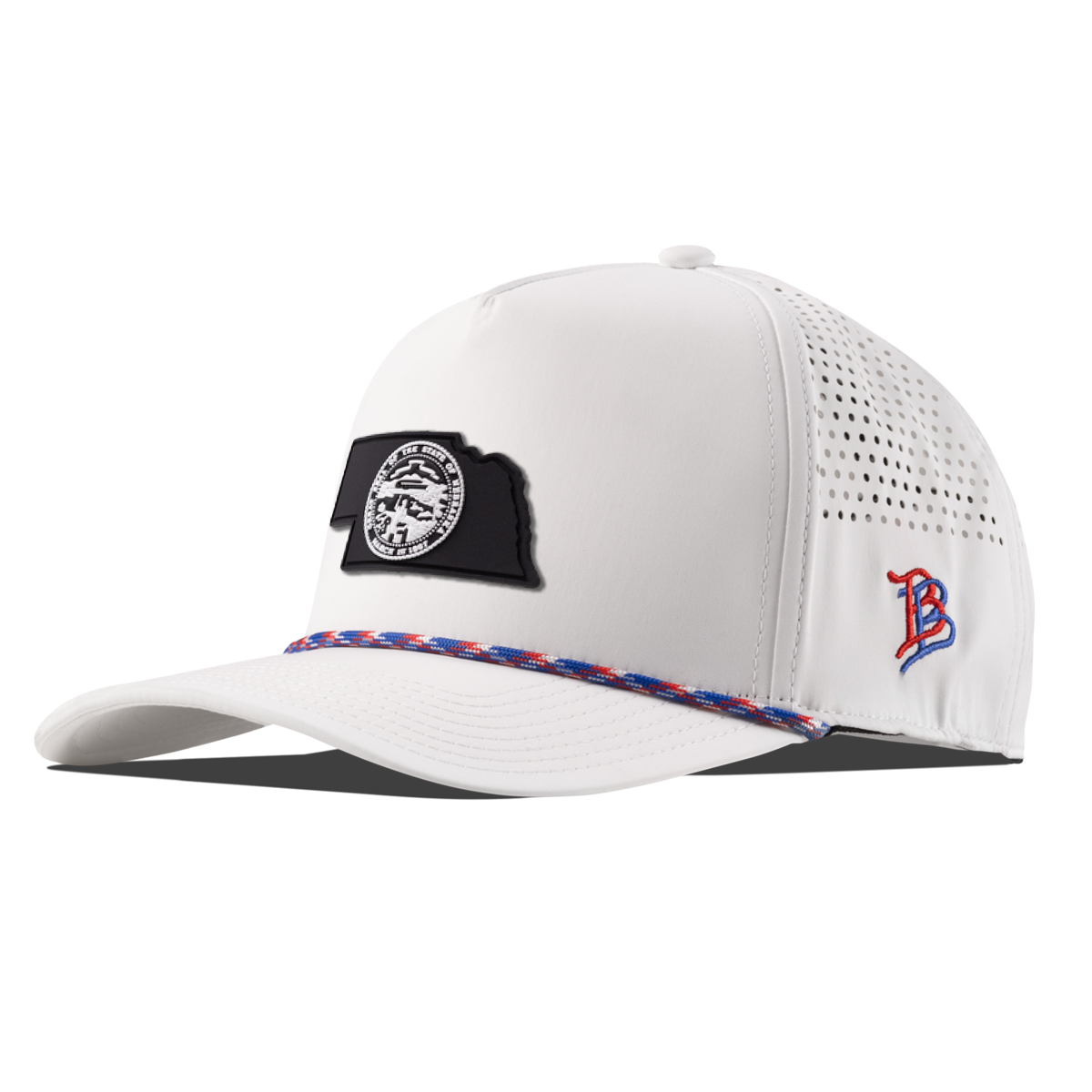 Nebraska Vintage Curved 5 Panel Performance White + RWB