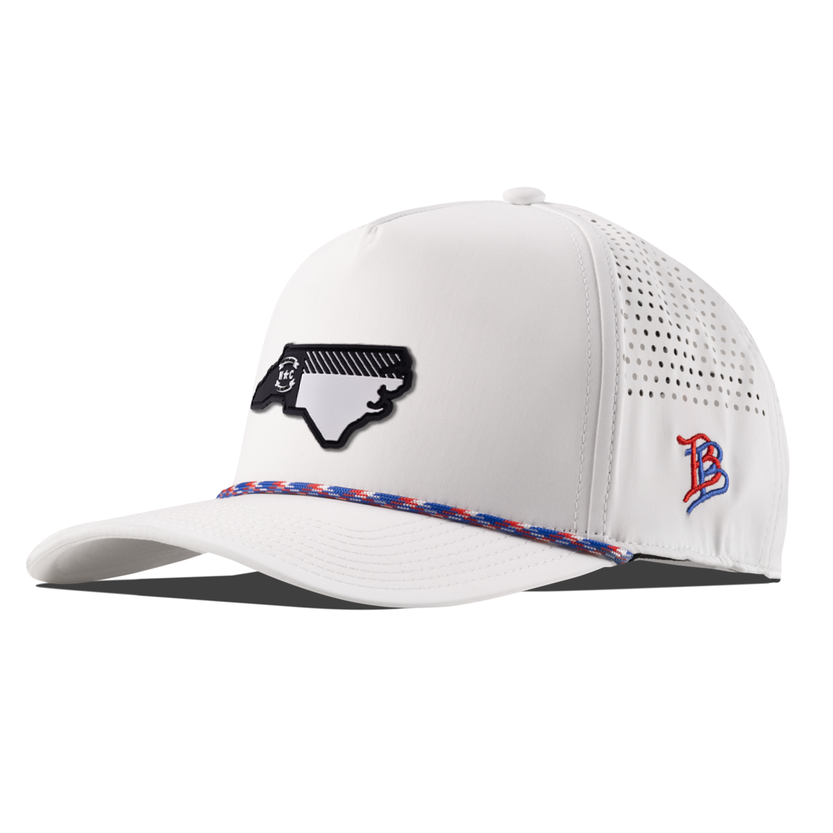 North Carolina Vintage Curved 5 Panel Performance White RWB