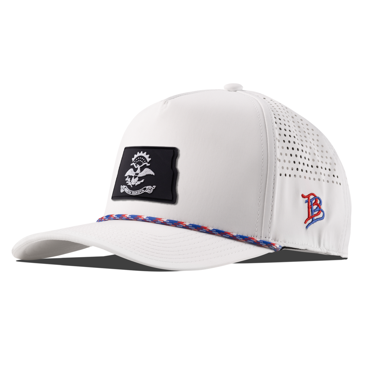 North Dakota Vintage Curved 5 Panel Performance White + RWB