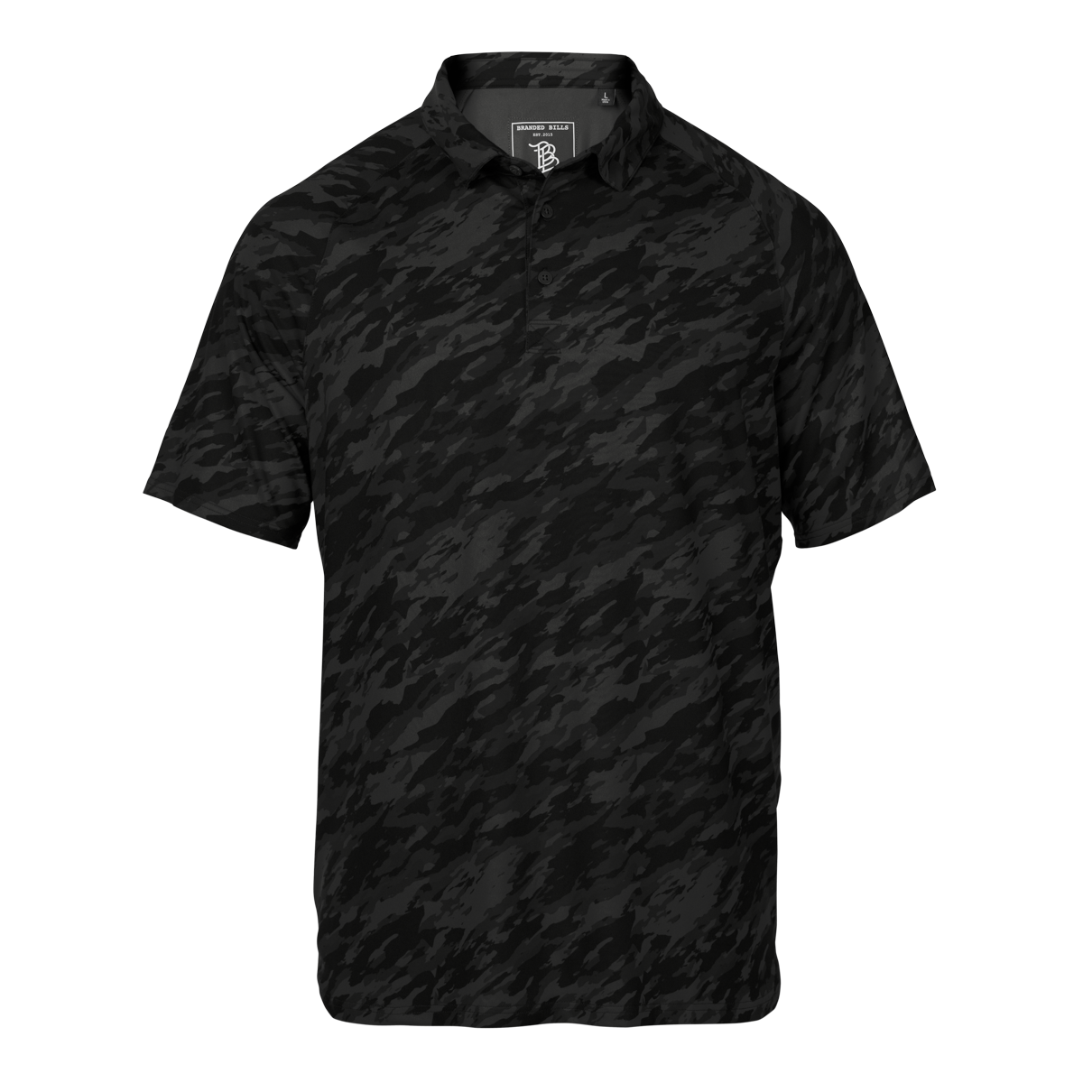 Performance Polo Black Camo Front 