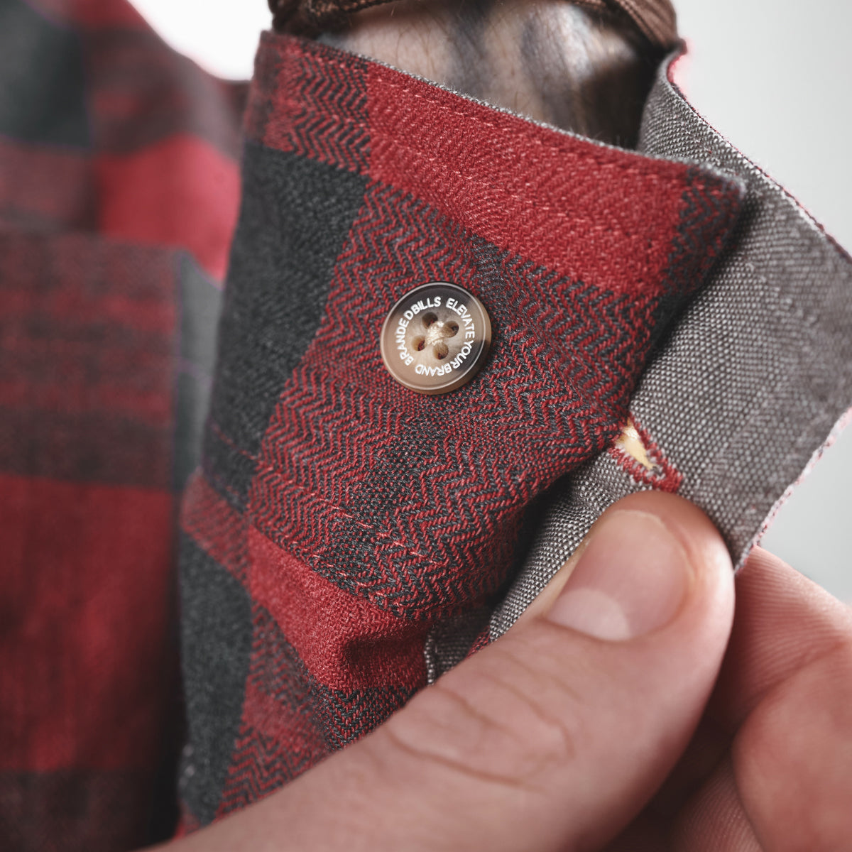 Myca™ Plaid Button-Up Cuff Button Red