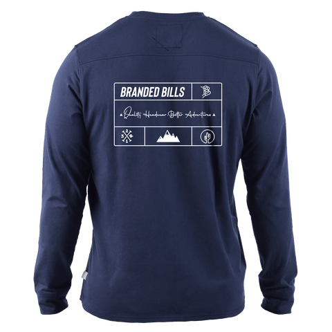 Branded Team Logo Cortaro™ Long Sleeve Tee Back Navy