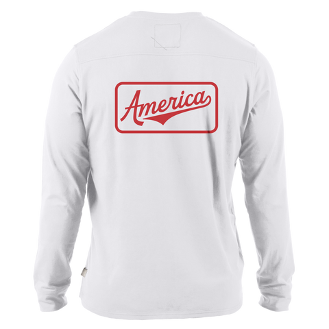 America Badge Cortaro™ Long Sleeve Tee  Back White