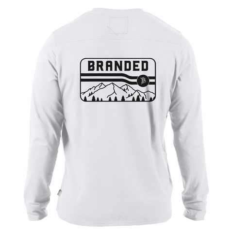Branded Horizon Cortaro™ Long Sleeve Tee Back White