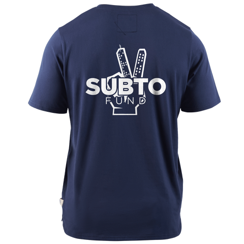 Subto Peace Sign Cortaro Tee Back Navy 