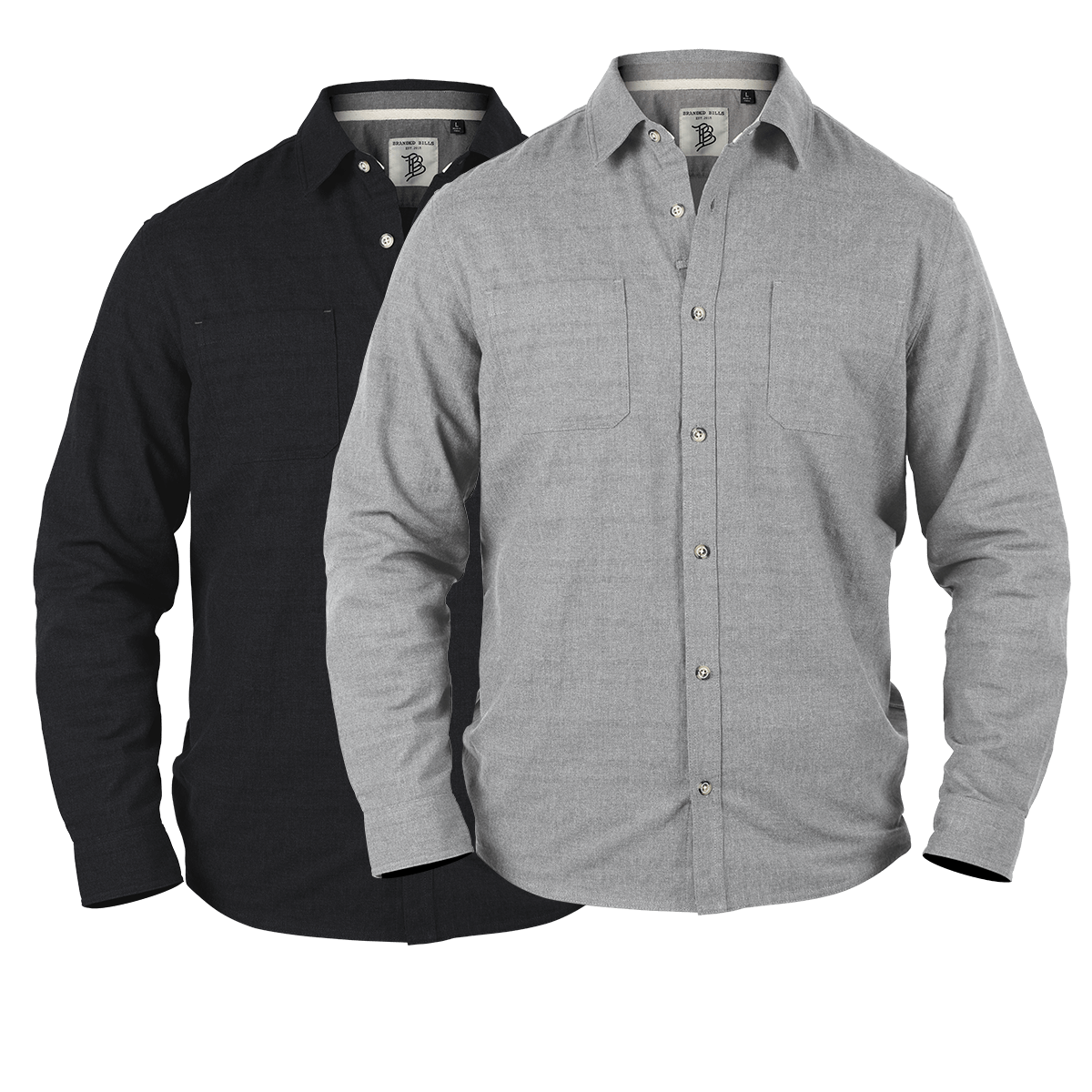 Myca Solid Button-Up 2-Pack Black + Gray