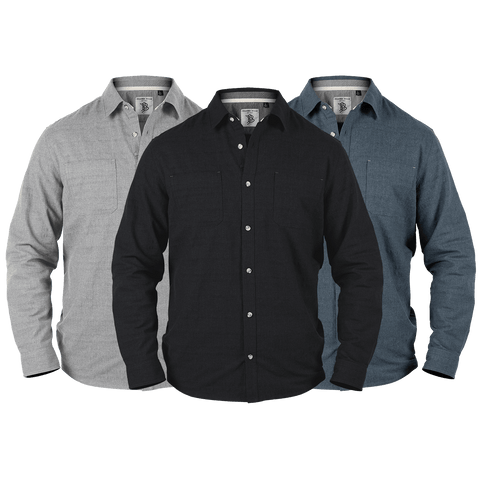 Myca™ Solid Button-Up  3-Pack Black + Orion + Gray