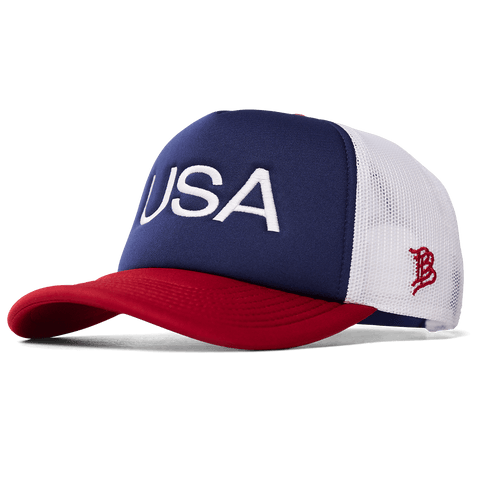 USA Embroidered 5-Panel Foam Trucker RWB