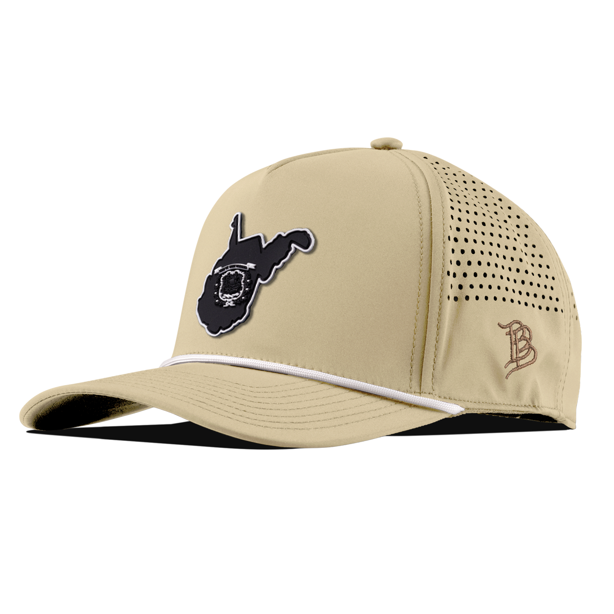 West Virginia Vintage Curved 5 Panel Performance Desert/White 