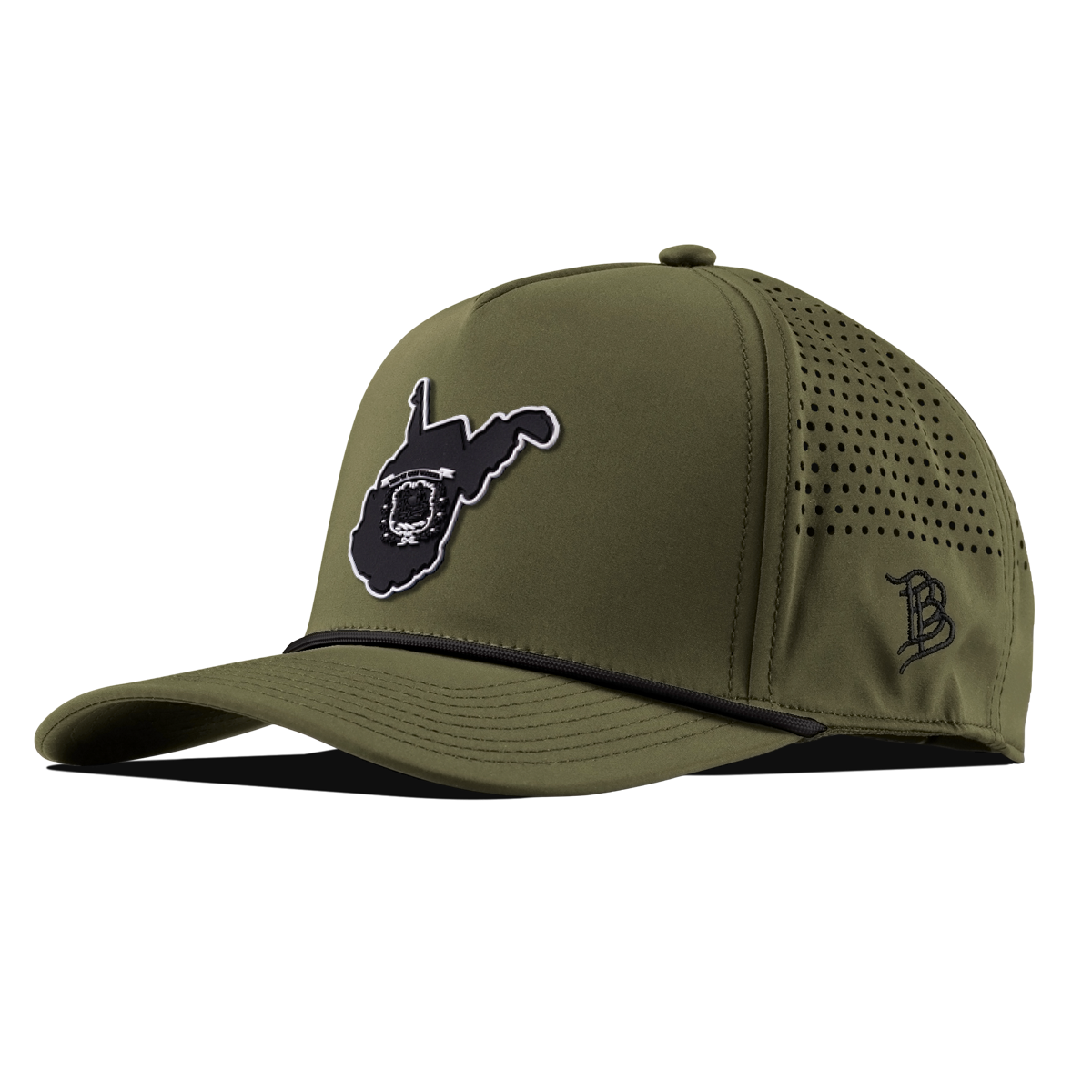 West Virginia Vintage Curved 5 Panel Performance Loden/Black 