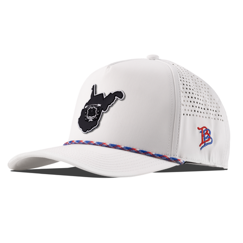 West Virginia Vintage Curved 5 Panel Performance White + RWB