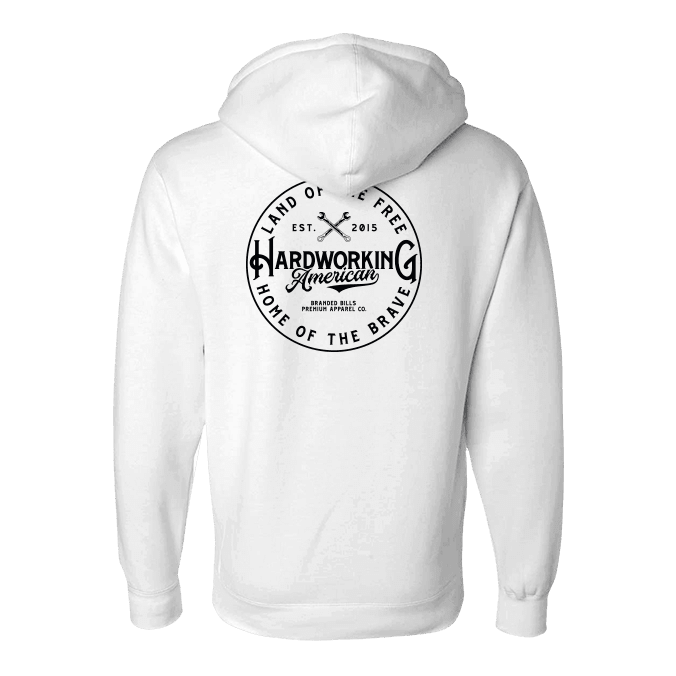 Hardworking Hoodie Back White | hover: