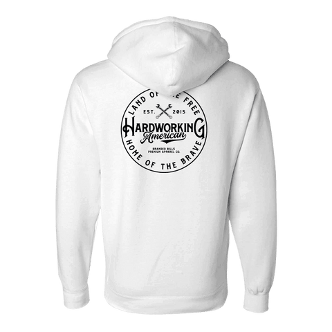 Hardworking Hoodie Back White | hover: