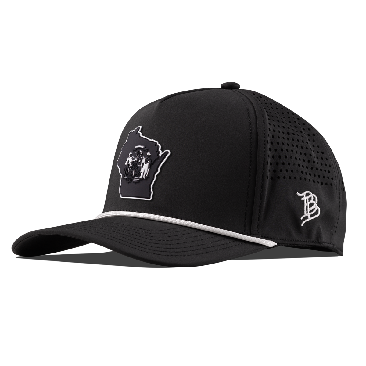 Wisconsin Vintage Curved 5 Panel Performance Black/White