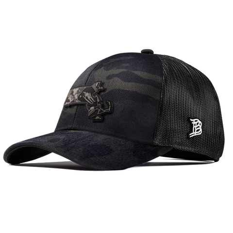 Massachusetts Camo Flexfit Snapback Trucker Back CURVED