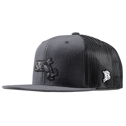 Massachusetts Camo PVC Flat Trucker
