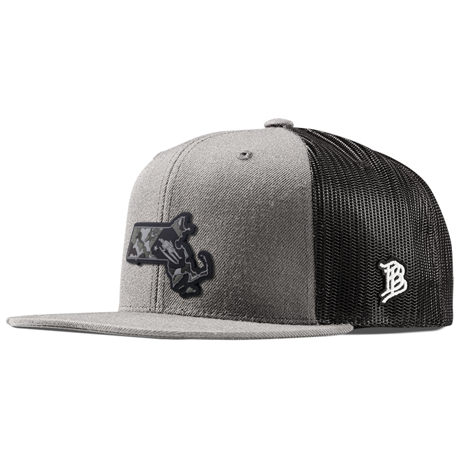 Massachusetts Camo PVC Flat Trucker
