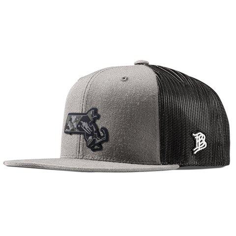 Massachusetts Camo PVC Flat Trucker
