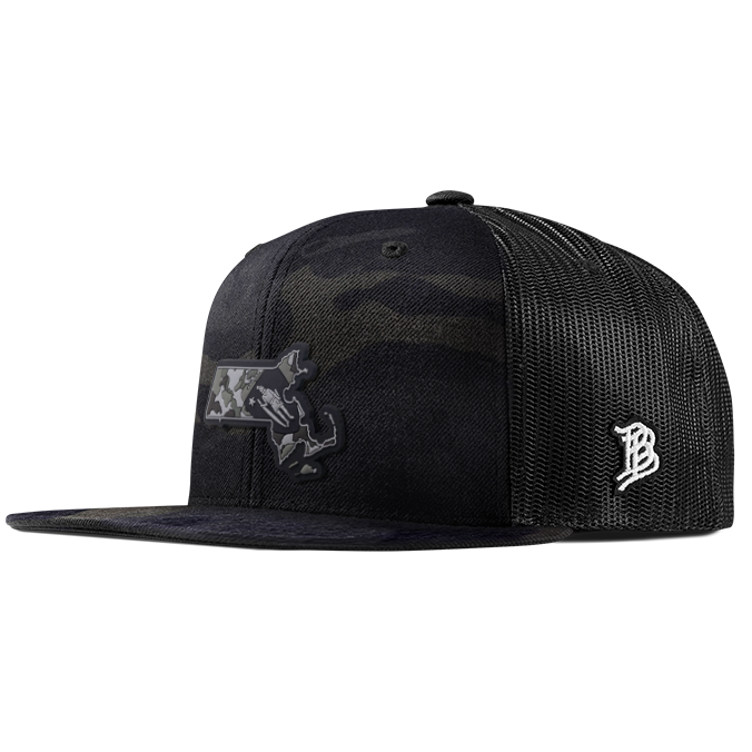 Massachusetts Camo PVC Flat Trucker