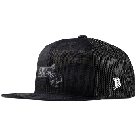 Massachusetts Camo PVC Flat Trucker