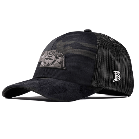 Nebraska Camo Flexfit Snapback Trucker Back CURVED